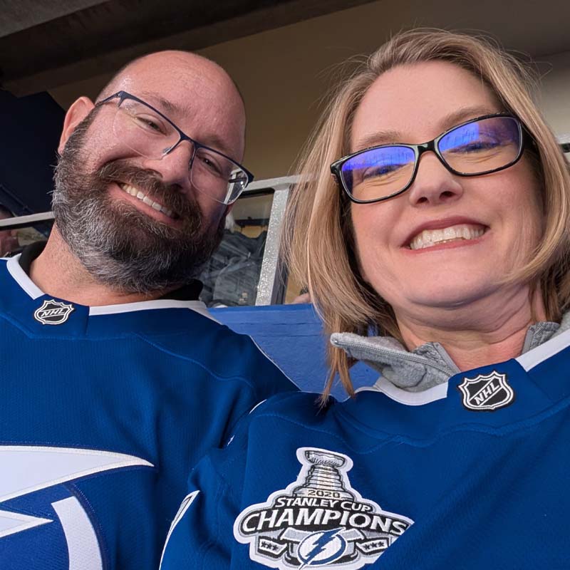 Brian and Tonia cheering on the Tampa Bay Lightning